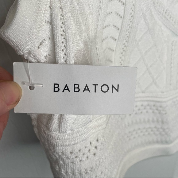 Babaton Pointelle Cropped Sweater Tank in White M - Picture 11 of 12